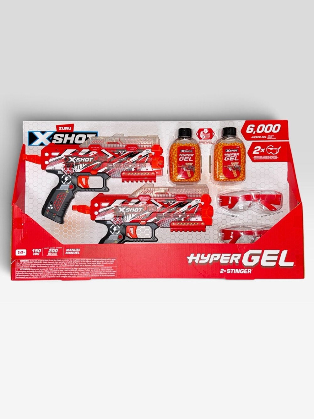 X-SHOT Hyper Gel 6,000 Pellets 2-Pack Stinger Blaster Toy Eye Protection NEW NIB